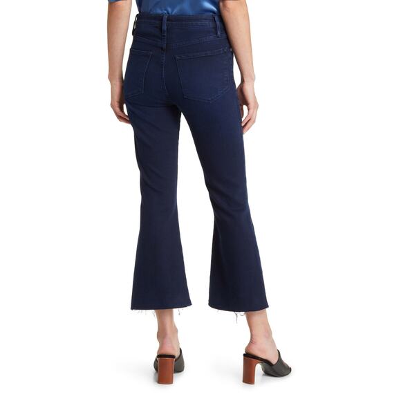 Frame Denim Le Crop Flare Jeans Fiona Flared Denim Womens 23 Bootcut Dark Wash - Picture 4 of 8